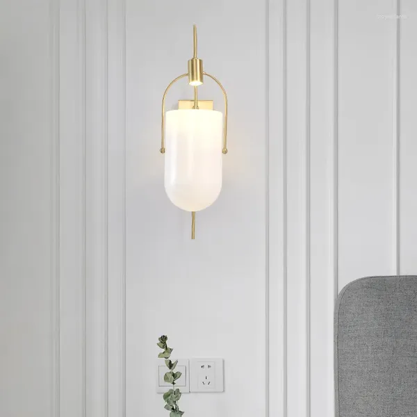 Lámparas de pared Lámpara Retro Polea de madera antigua Accesorios de baño negros Decoración de la habitación coreana Iluminación Interruptor LED