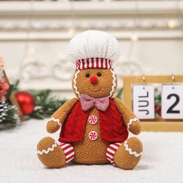 Decorações de Natal Gingerbread Man Chef Boneca de Pelúcia Árvore Decoração Ano Presente Infantil Casa 2024 231121