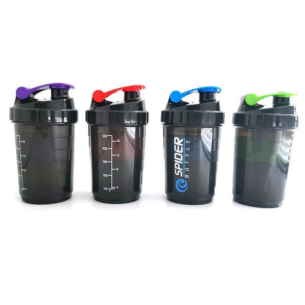 Tassen 3 Schichten Shaker Proteinflasche Pulver Shake Cup Wasserflasche mit großer Kapazität Kunststoff-Mischbecher Bodybuilding-Übungsflasche Z0420