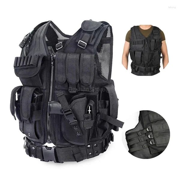 Giacche da caccia Gilet tattici in rete militare Gilet da combattimento CS da campo vivo Stile uomo Ventilazione esterna in nylon nero Addestramento militare