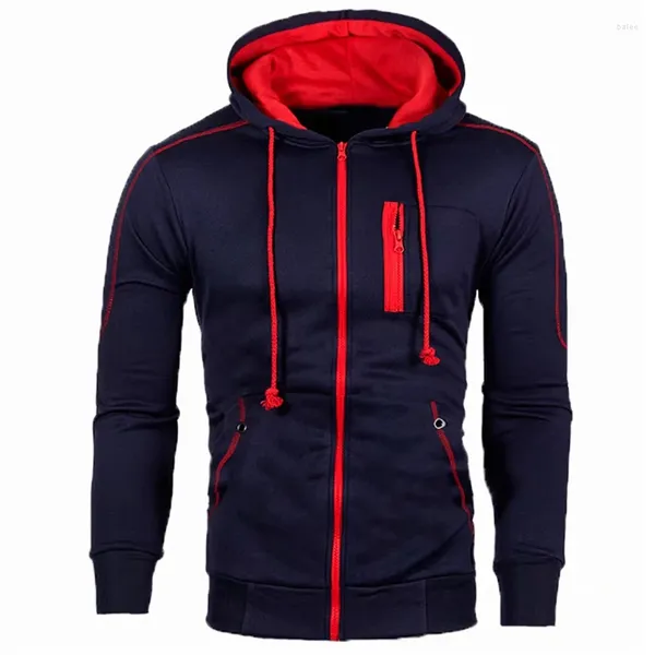 Erkek Hoodies Sıradan Kapüşonlu Ceketler Moda Düz Renk Uzun Kollu Fermuar Sonbahar Kış Harajuku Beyzbol Sweatshirt Giyim