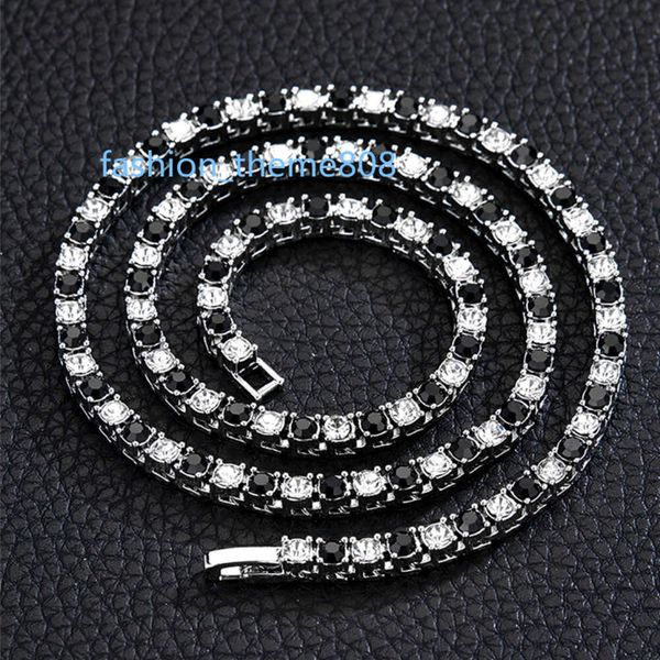 Venda quente gelado para fora 4mm diamante moissanite tênis corrente colar pulseira feminino masculino banhado a ouro hip hop jóias