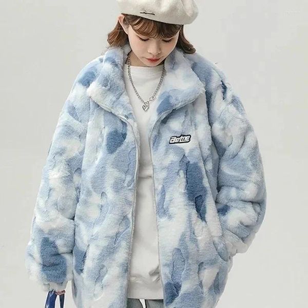 Pelliccia di pelliccia di pelliccia coreana collare cravatta cravatta calda imitazione da donna cappotti 2023 autunno inverno sciolto in stile preppy giacche di grandi dimensioni