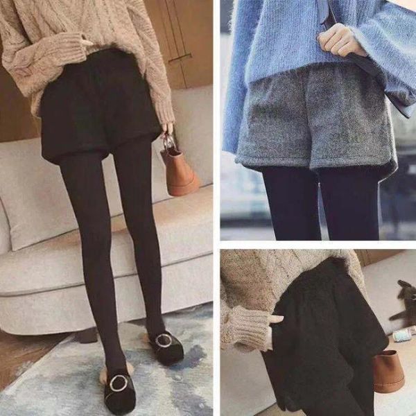 Женские брюки 2023, осень/зима, утолщенные шерстяные шорты с высокой талией, широкие брюки, повседневная универсальная верхняя одежда, ботинки и