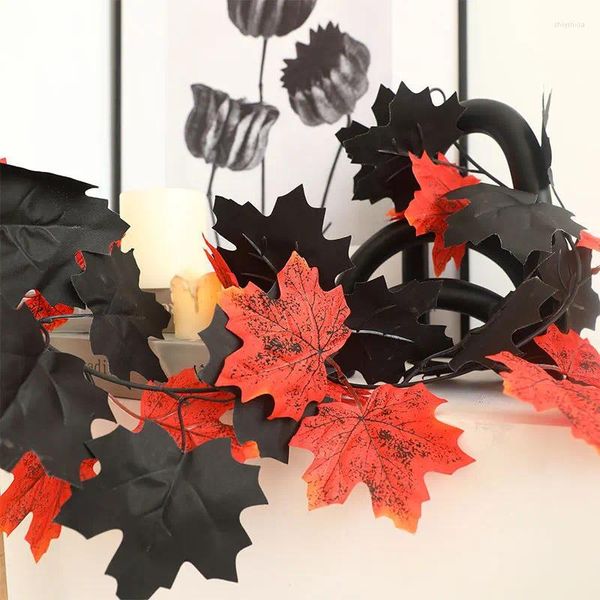 Dekorative Blumen Künstliche Rot Schwarz Rattan Rebe Wandbehang Dekor Halloween Home Indoor Simulation