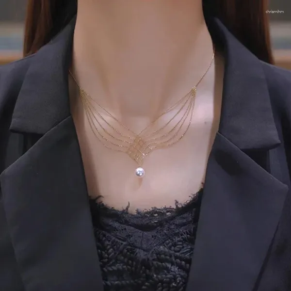 Catene Collane con ciondolo di perle multifilo Girocollo a catena Materiale in lega a più file per ragazza