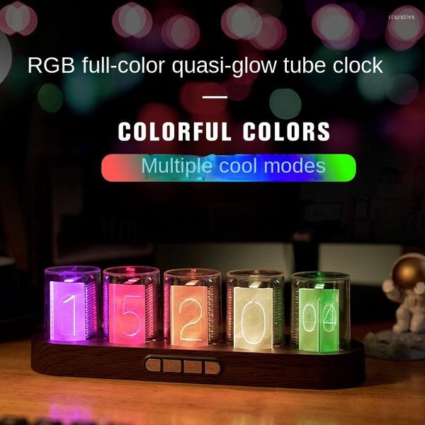 Orologi da tavolo RGB Nixie Proposed Glow Tube Clock Desktop Ornamenti creativi Full Color Multicolor E-sport Digital