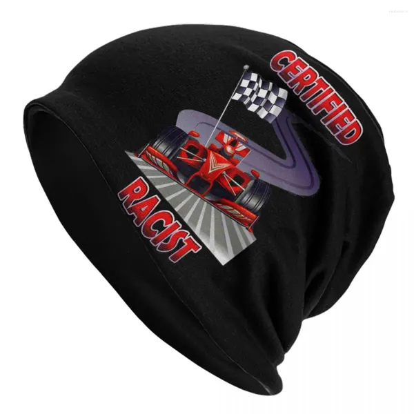 Berets Racing Cars Certified Racist Skullies Beanies Bonnet Hat Frauen Hip Hop Warm Head Wrap Gestrickt