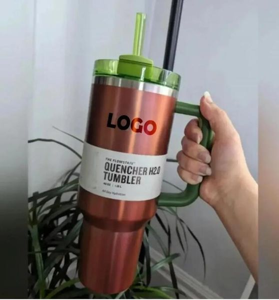 DHL-Lager mit Logo Wassermelone Mondschein Creme Quencher H2.0 40 Unzen Becher Tassen Griff isolierte Autobecher Milchdeckel Strohhalme Edelstahl Kaffee Termos B1110