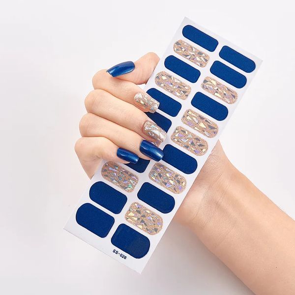 Aufkleber-Abziehbilder, 22 Spitzen, modische blaue Diamanten, Nagelkunst-Aufkleber-Kollektion, Maniküre, DIY, Nagellackstreifen, Wraps für Party-Dekoration, 231120