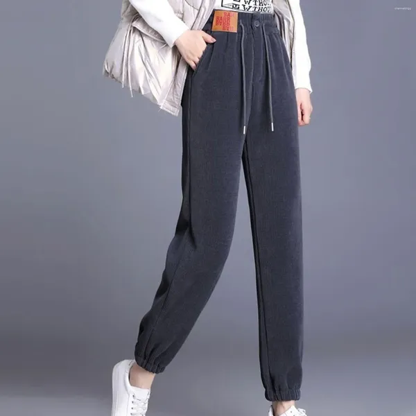 Pantaloni da donna invernali dritti moda donna vita alta pantaloni larghi solidi femminili pantaloni casual caldi ispessiti coreani