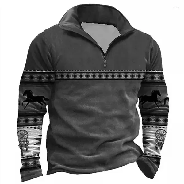 Männer Hoodies Vintage Reißverschluss Pullover Für Männer 3d Totem Gedruckt Lose Übergroße Tops T Herbst Outdoor Sportswear Hochwertige Kleidung