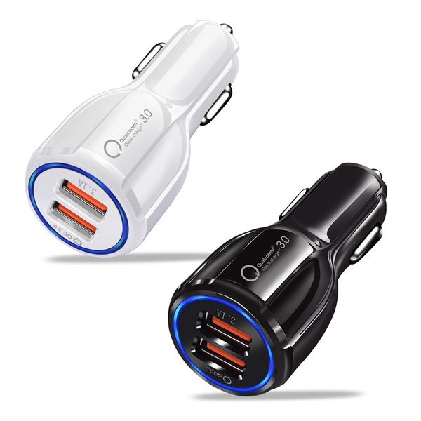 Caricatore Auto veloce veloce QC3.0 Dual 2 Porta USB 3.1A Caricatore per auto per iPhone XR XS 11 12 13 Pro Max Samsung LG PC telefonico Android GPS