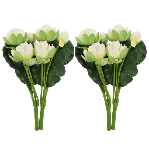 Flores decorativas Flores Flores Buquê de lótus artificial Fake Decoration Wedding Faux Hastes Lily Decor Bouquets Picks de água Ramos