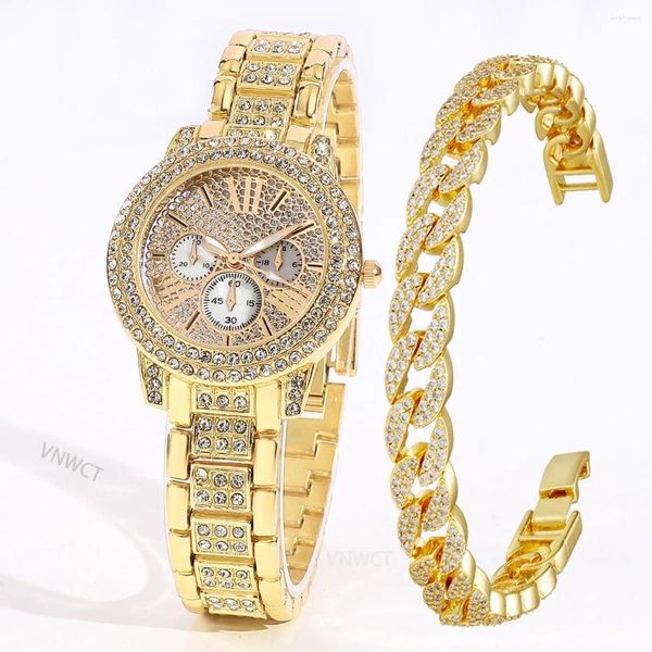 Armbanduhren Luxuriöse Frauen Diamant Skala Quarzuhr Damen Armbanduhren Strass Armband Weibliche Relogio feminino