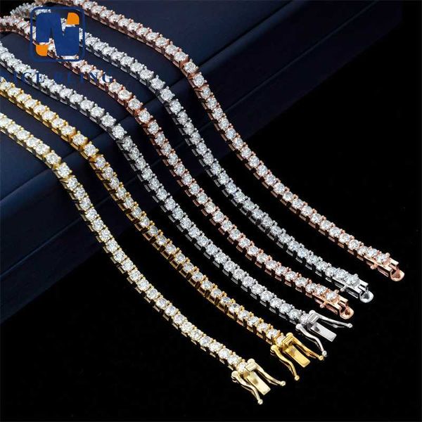 Nizza Bling Schmuck Hip Hop 14 Karat 18 Karat vergoldeter Edelstahl Herren Cz Diamant Halskette Iced Out Tenniskette