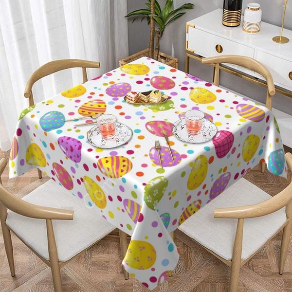 Tovaglia Happy Easter Eggs Square Tovaglia impermeabile Home Indoor Outdoor Dinning Cover Party Decor 60x60 pollici