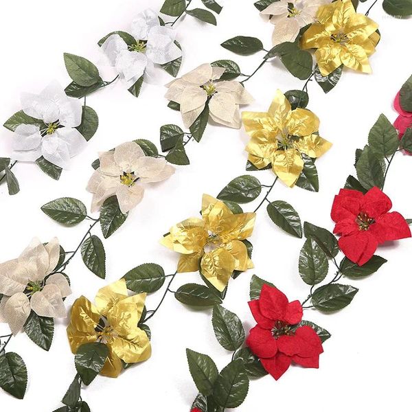 Flores decorativas rosas de seda hera videira com folhas verdes casamento decoração de natal para casa folha falsa diy pendurado guirlanda artificial