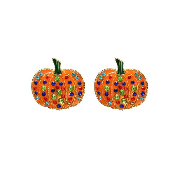 Fascino Europeo E Americano Transfrontaliero Diamante Colorato Zucca Personalità Creativa Lega Orecchini A Goccia Retro Halloween Dro Dhgarden Dhd2M