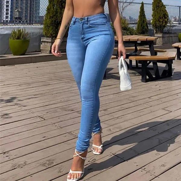 Женские джинсы отличные худые брюки длительные брюки с твердым цветом.