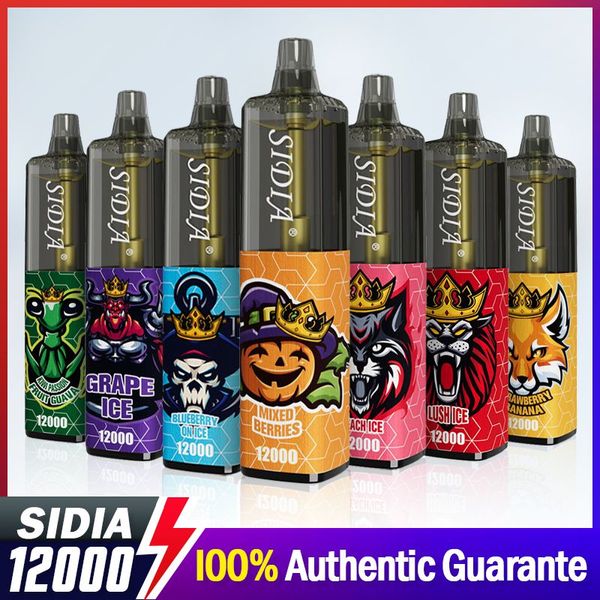 Schneller Versand SIDIA 12000 Puffs Einweg-Vape E-Zigaretten RGB-Licht wiederaufladbarer Akku 0% 2% 3% 5% 11 Geschmacksrichtungen Optionaler Puff 12K Vaporizer Cloud Mesh Coil Vaper