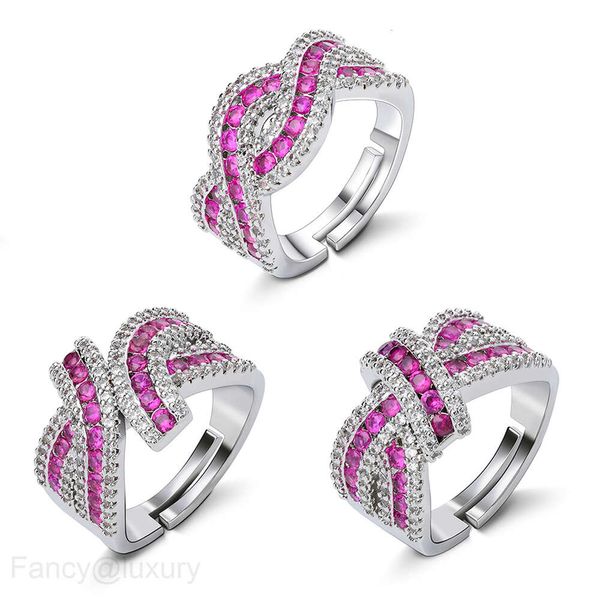 Anel de dedo indicador de gravata borboleta de alta qualidade com anel de diamante e zircão projetado por nicho feminino como um acessório leve de luxo