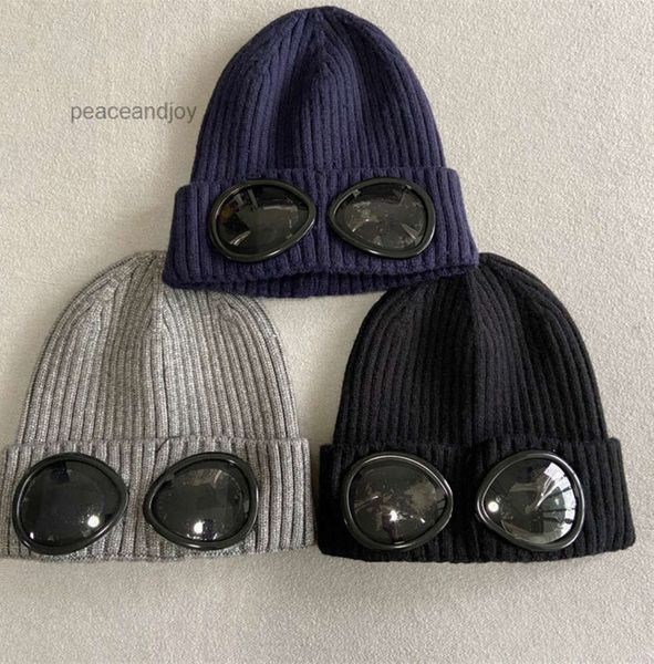 Designermarke Wintermütze Zwei GOGGLE-Beanie-Kappen Männer Frauen Designer-Wollstrick-Brillenkappe Outdoor-Sportmützen Uniesex-Mützen Beanie-Schal