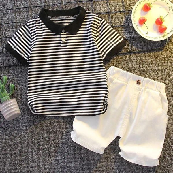 Conjuntos de roupas 0-6 anos de idade meninos conjunto casual coreano polo verão moda bebê manga curta shorts duas peças