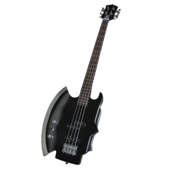 Левая 4 струна черная электрическая басовая гитара с хромированным оборудованием для логотипа/цвета настройка