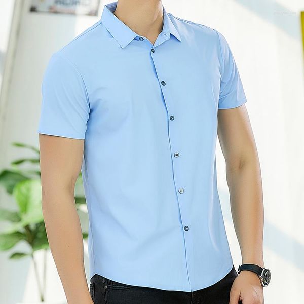 Erkek sıradan gömlekler 10xl 9xl artı boyutu erkekler vintage kısa kollu Koreli üst bluzlar erkek resmi üstler düğmesi gömlek ince giysiler
