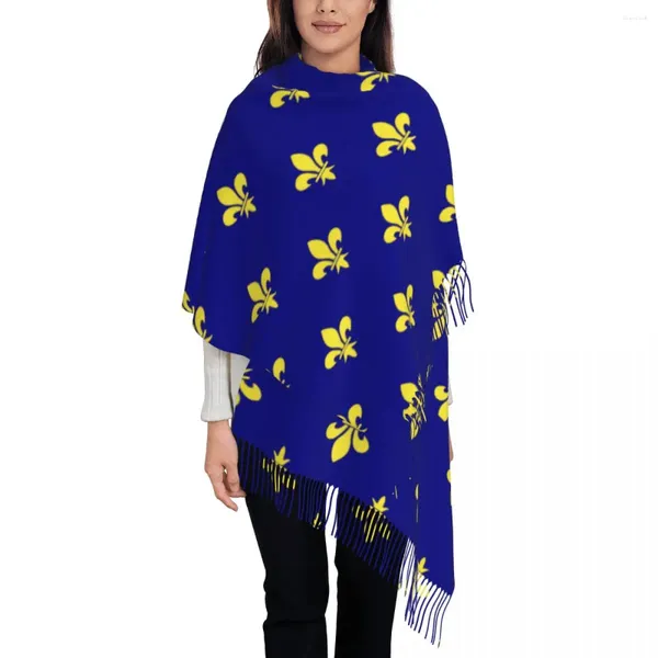 Lenços Fleur de Lys Padrão Cachecol para Mulheres Quentes Cashmere Xales e Envoltório Lis Lily Longo Grande Xale Vestido de Noite