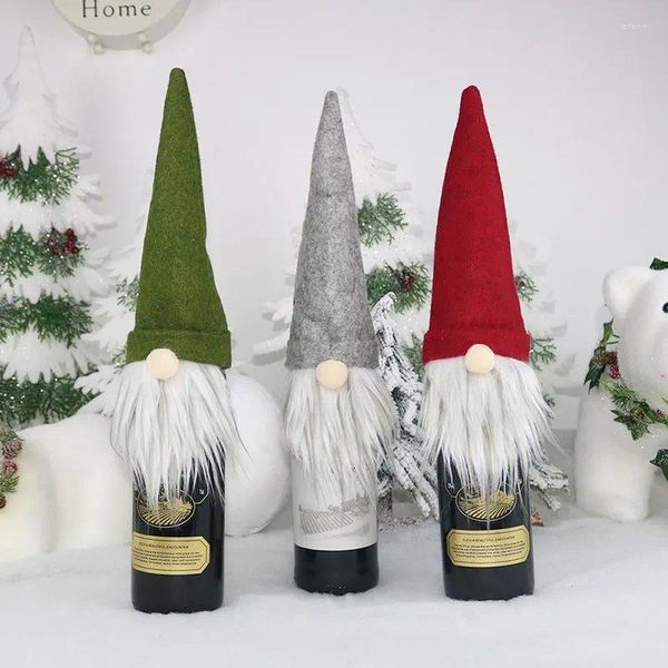 Decorazioni natalizie Allegra decorazione per la casa Gnomo di Babbo Natale Copri bottiglia di vino champagne da utilizzare anche sul sacchetto regalo di caramelle per bambini Happy Year