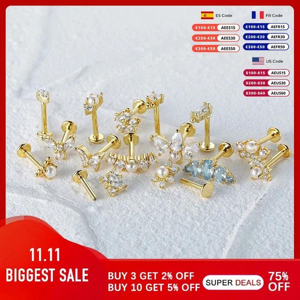 Brincos canner 1 peça mini pérola 925 brinco de prata esterlina para mulheres 16g piercing de fio 18k acessórios de ouro joias