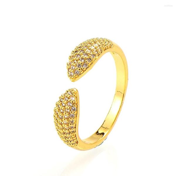 Anelli a grappolo 14k Yellow Gold Filled Pawprint Anello regolabile Kissing Band Animal Sea Shell Life Fine Jewelry CZ