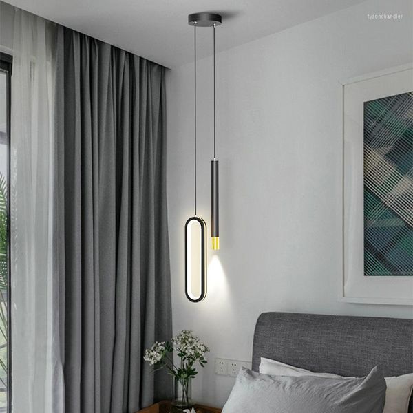 Lâmpadas pendentes 2 cabeças de cabeceira Lâmpada de lâmpada moderna para quarto Decoração de casa de luxo nórdica Arte de ferro interior Spotlight highlight