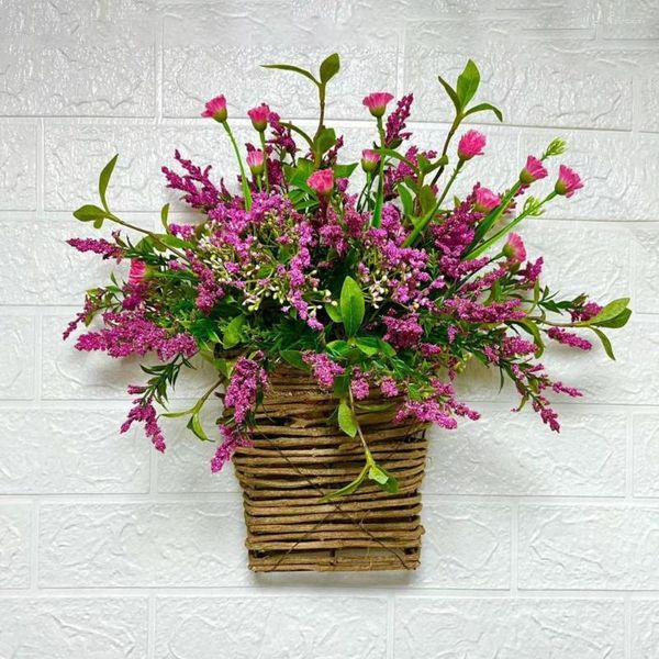 Flores decorativas ornamentais falsas flores de seda primavera signo de varanda suprimentos domésticos de cesta de varanda