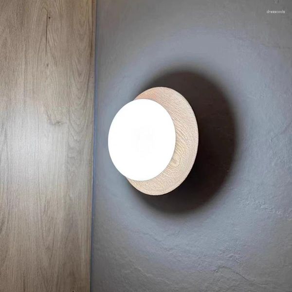 Lampada da parete Semplice e alla moda Colore noce Originale Legno Legno Vetro Camera da letto Studio Sala da pranzo Luce decorativa a LED