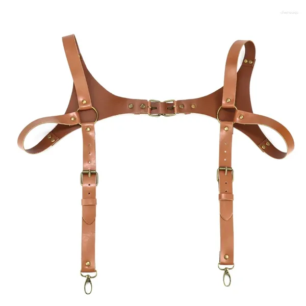 Gürtel EagleKu PU-Leder-Hosenträger Herren Renaissance Harness Schultergürtel Cosplay Sexy Punk Verstellbarer Riemen Brustkostüme