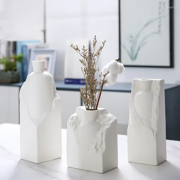 Vasi Vaso in ceramica bianca Composizione floreale Ornamenti Tavolo da pranzo nordico Soggiorno Mobile TV Decorazioni secche per la casa