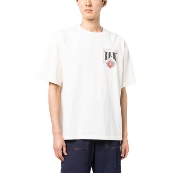 Roupas de moda de grife camisetas camisetas 2023 primavera verão novo Rhude High Street cartão de pôquer estampado solto relaxado camiseta de manga curta masculina tops streetwear hip hop