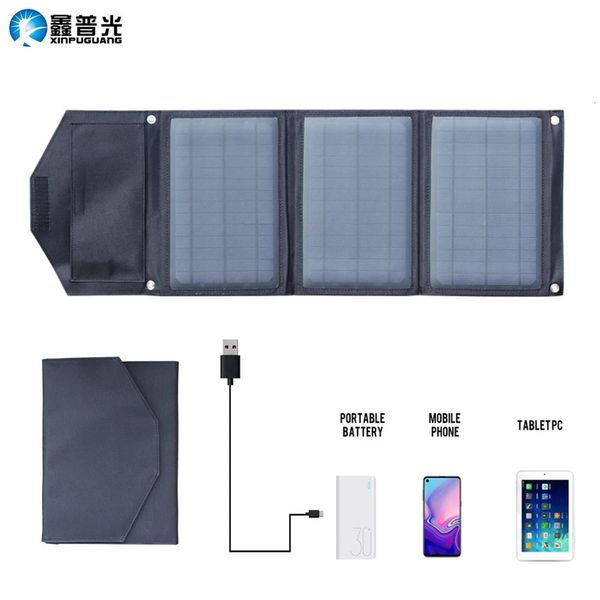 Carregadores 21W Kit de Carregador Solar Dual USB Dobrável Painel 5V 1A 2A 3A para Outdoor Mobile PhonePower BankBattery Charge 231120