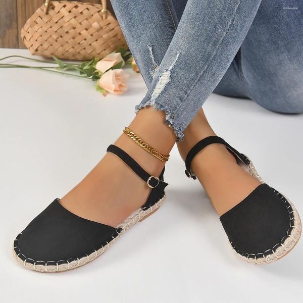 Sandálias Plus Size 43 Sapatos de Mulheres Ankle Strap Alpercatas Roman Flat Rope Womens Conforto Verão 2023