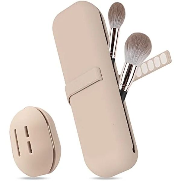 Kosmetiktaschen Reise Make-up Pinselhalter Silikon Pinsel Tasche Schwammetui Tragbare wasserdichte Werkzeuge für Frauen Mädchen 231121