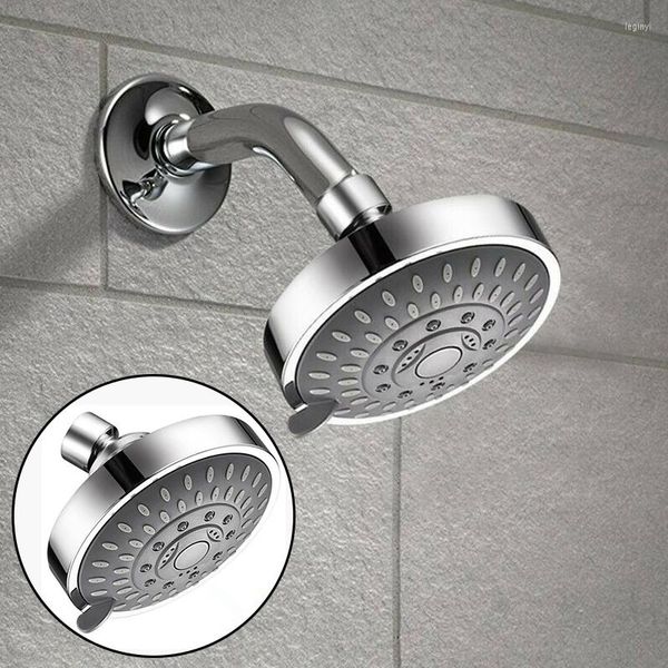 Set di accessori per il bagno Spruzzatore per soffione doccia ad alta pressione 4 pollici 5 modalità Pioggia regolabile Montaggio a parete Rubinetto per apparecchio da bagno
