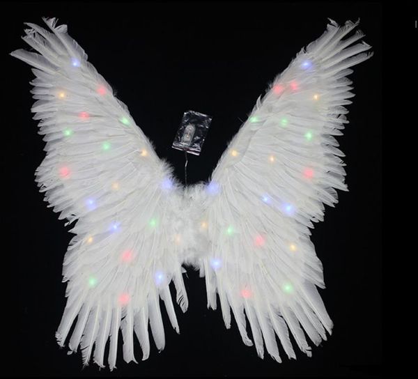 Illumina Piume Farfalle Ali d'angelo Donne Adolescenti LED incandescente Lampeggiante Ala di fata Cosplay Costumi di Halloween Accessori di Halloween Puntelli per fotografia