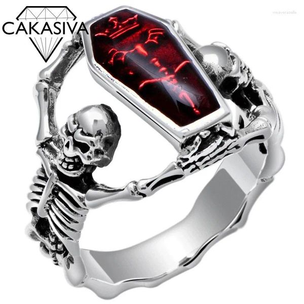 Cluster Ringe 925 Vintage Thai Silber Vampir Fledermaus Schädel Ring Herren Punk Stil Geschenk Schmuck Großhandel