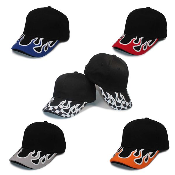 Caps de bola Design de chama Visor Sports Cap Hat Dad 6 Panel Sports Racing Baseball Cap Men J230421