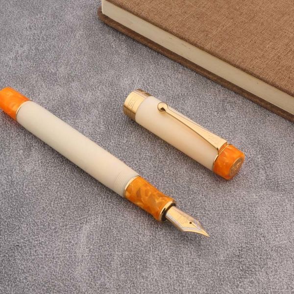 Füllfederhalter Luxury Jinhao 100 Acryl Füllfederhalter weiß orange Classic Spin INK PEN Schüler Büromaterial 230421