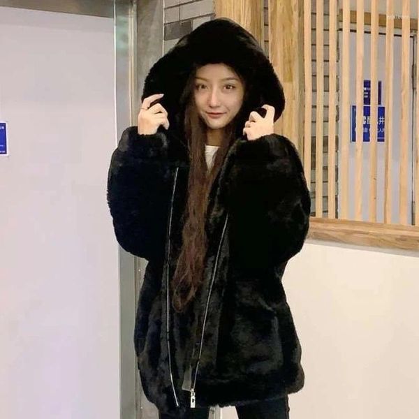 Женские меховые зимние теплые элегантные толстые искусственные пальто женские свободные повседневные пояса черная женская куртка корейская мода серая студенческая верхняя одежда милая