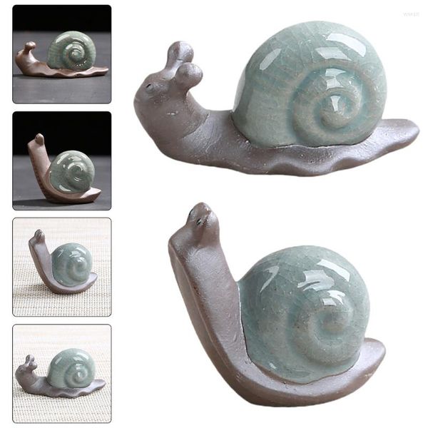 Set di stoviglie Lumaca Figurina di animali Statua Decorazione Scultura Decorazioni per il tè Ornamento Figura Miniature in miniatura da tavolo per animali da giardino in ceramica
